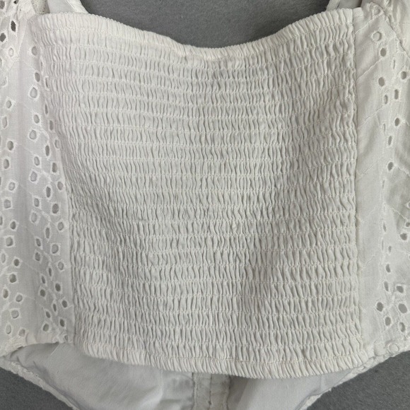 Hollister Crop Top Junior Sz Small Eyelet Puff Sleeves Cinch Cottage Coquette - Picture 7 of 11